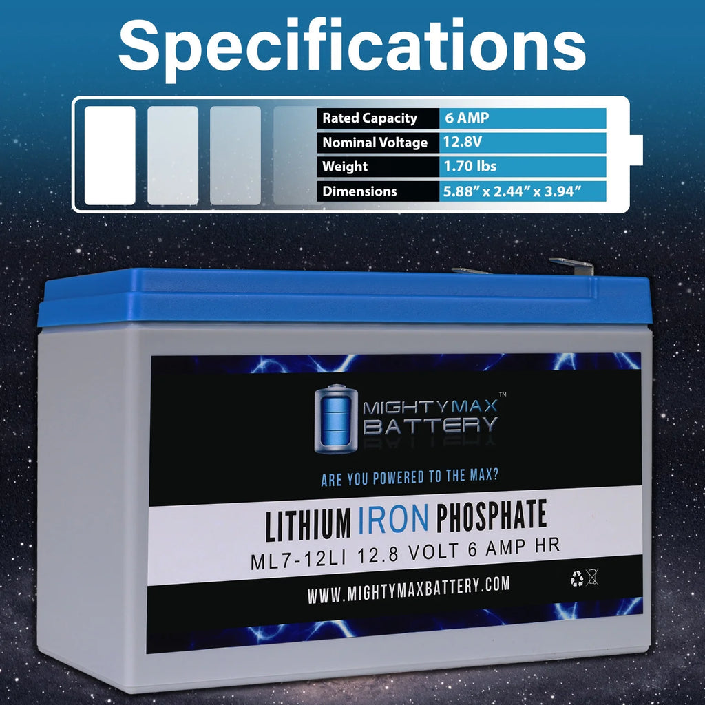 12V 7AH Lithium Replacement Battery 4 Pack R97470